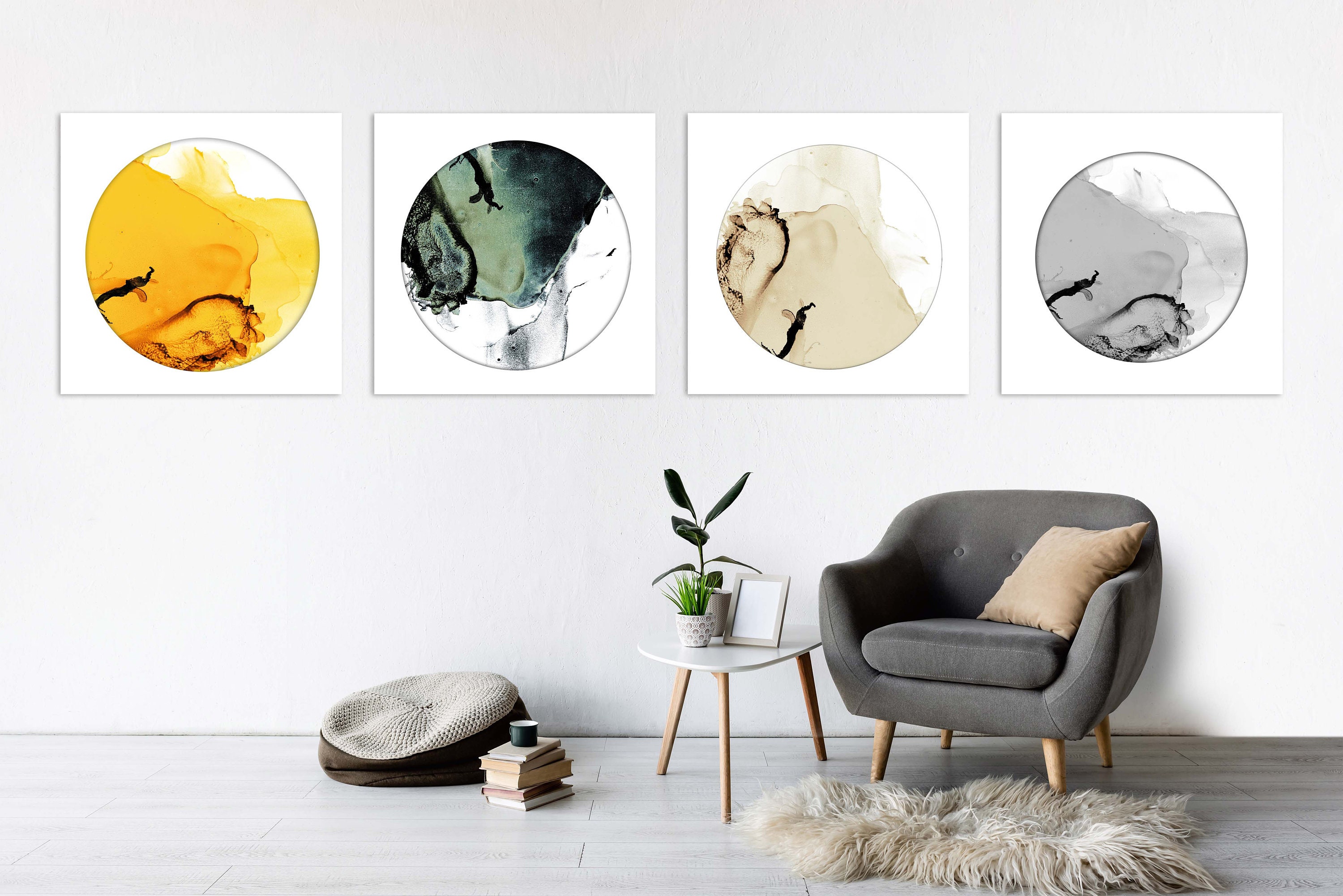 4 piece wall art set Abstract wall art paintings on canvas Etsy