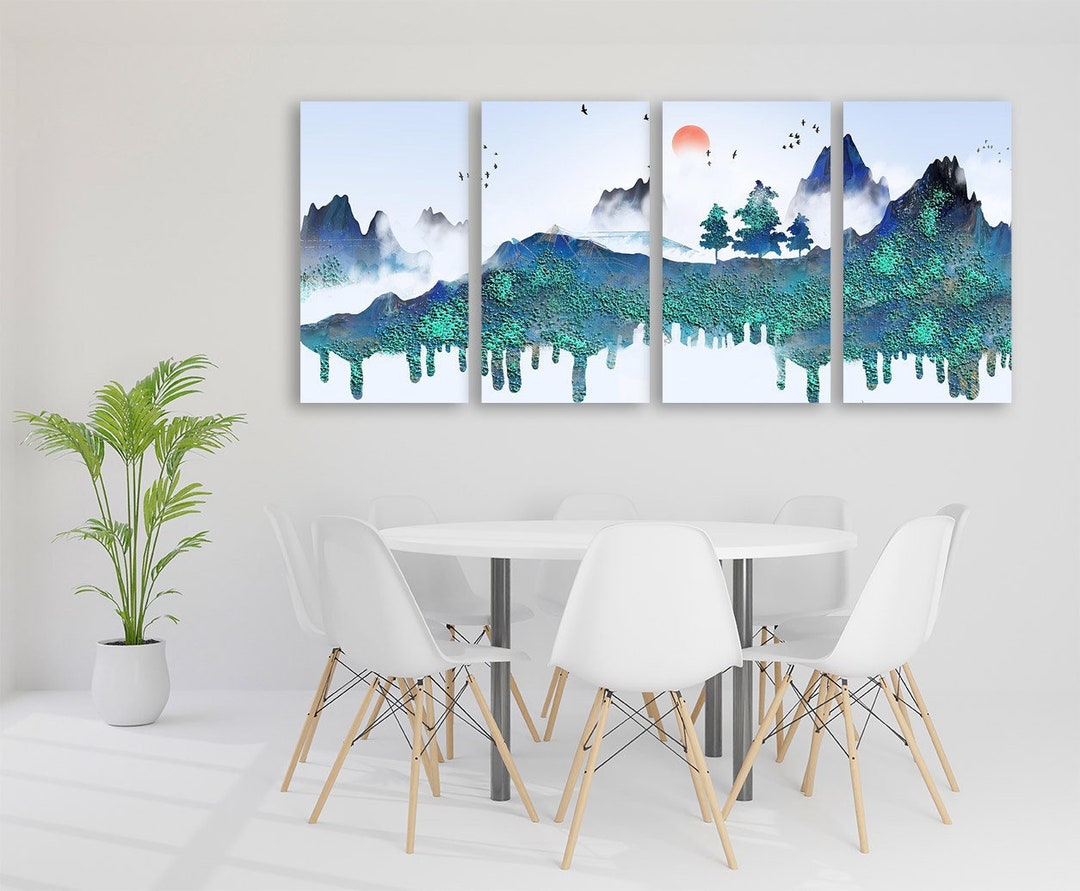 Blue Ridge Mountains Wall Art Calm Horizontal Art Canvas Painting Home