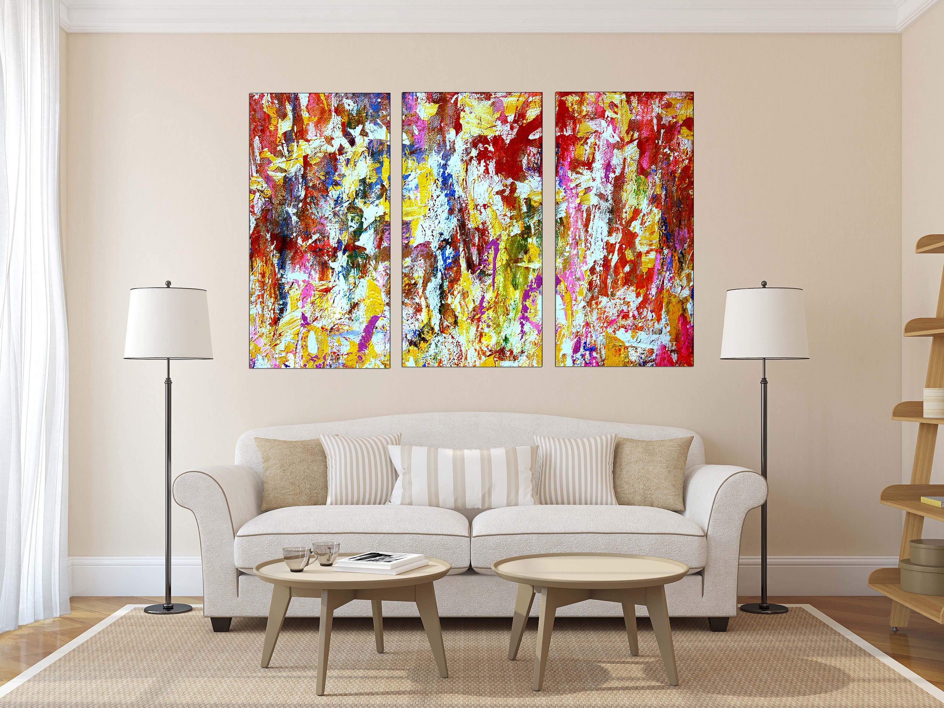 Abstract Wall Art For Living Room Color Pop