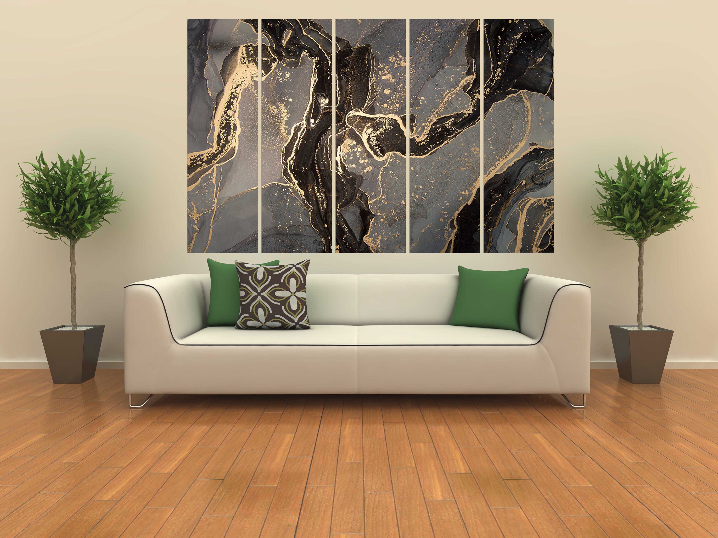Black and gold marble wall art set Grey marble wall art Etsy