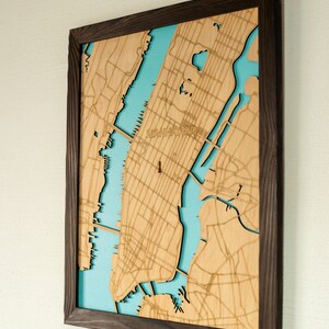 Manhattan Karte Wand Kunst gravierte Holz Karte Weltkarte Wand Kunst Stadt Kunst Holz Kunst Wand Dekor dekorativ Geschenk Gemälde gerahmt Natur Holz