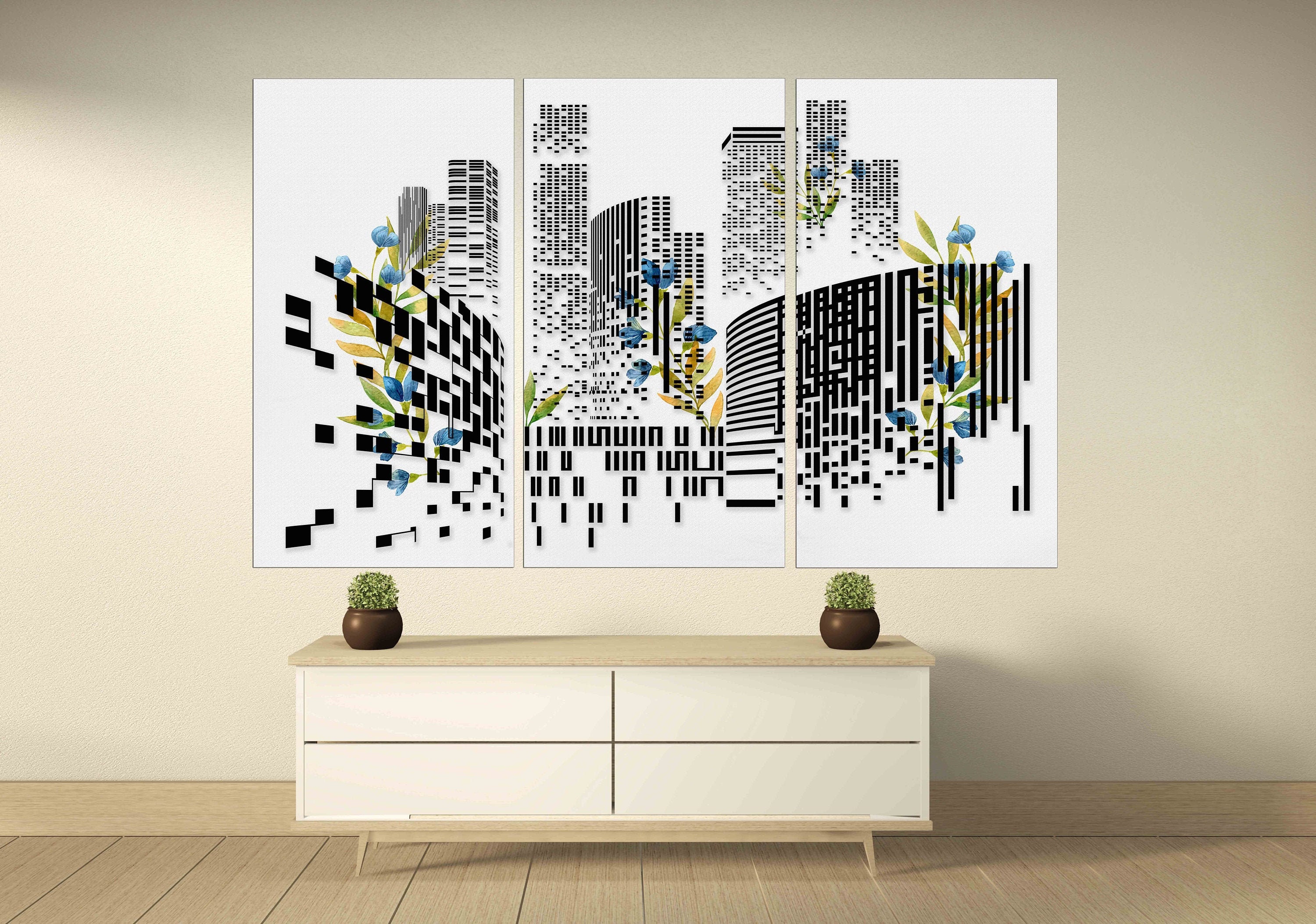 Trendy Wall Art City Wall Art Multi Panel Art Abstract Wall Etsy UK