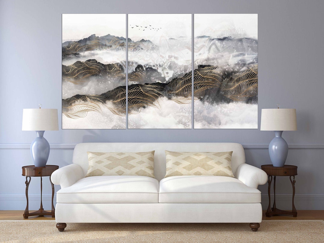 Mountains Wall Art Abstract Wall Art Paintings on Canvas, Nature Wall ...