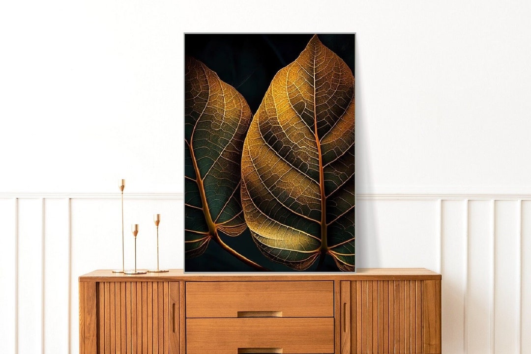 Extra Large Botanical Wall Art, Printable Leaves Artwork in Floating