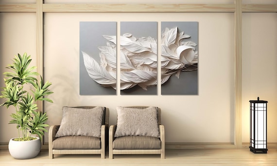 3D Effect Feather Wall Art: Multi Panel Canvas Print