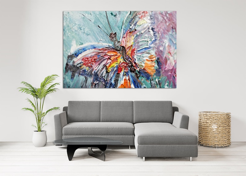 Butterfly Wall Art Paintings on Canvas Home Wall Decor Large Etsy