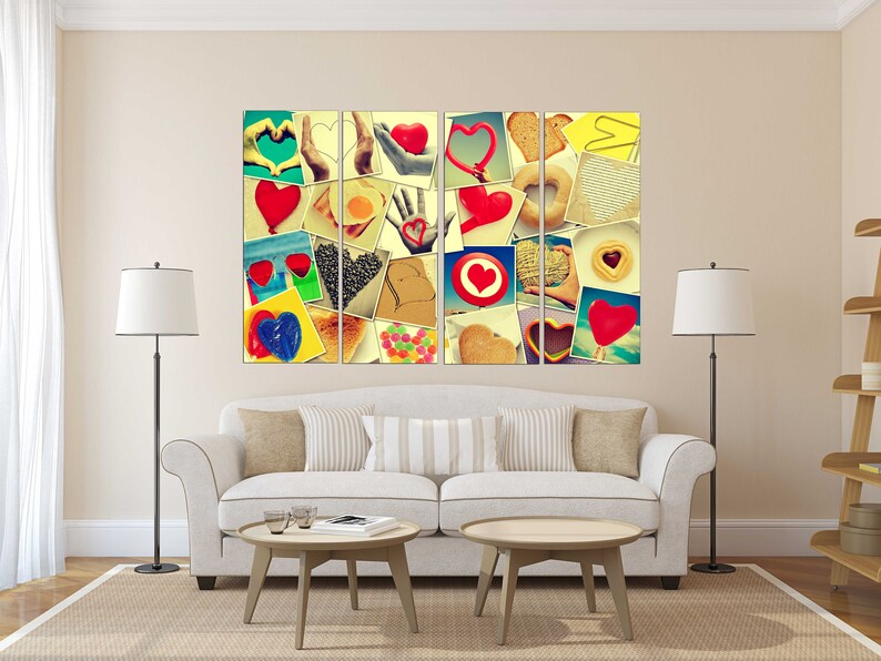 Red Heart Wall Art Love Paintings on Canvas Valentines Day Etsy