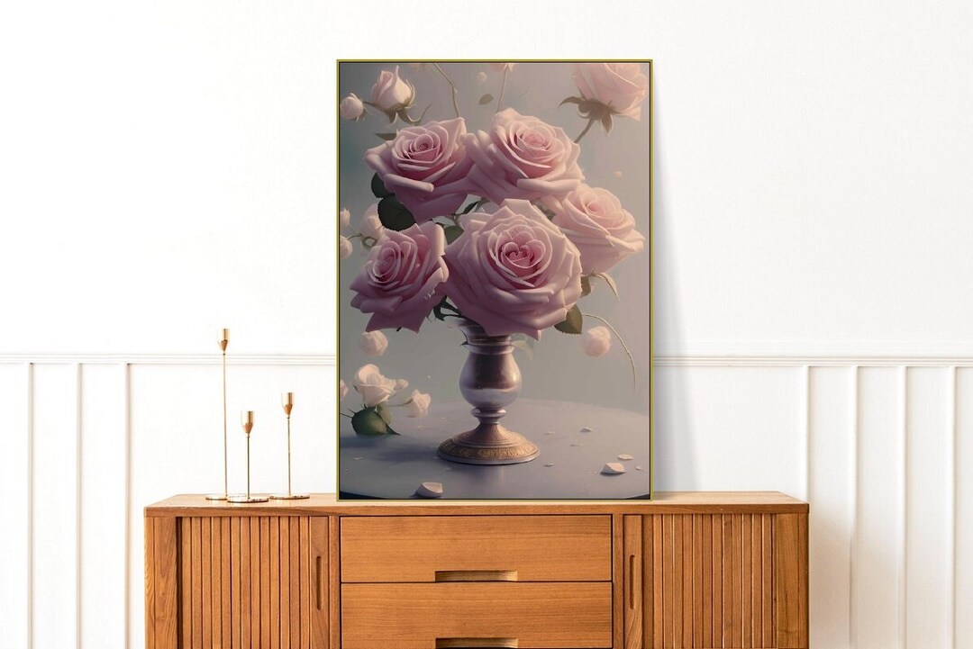 Pink Roses Canvas Print: Large Floral Floater Frame Wall Art - Etsy
