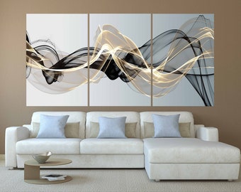 Modern abstract art Black and white art Multi panel canvas room wall decor Abstract wall art Abstract painting Extra large wall art