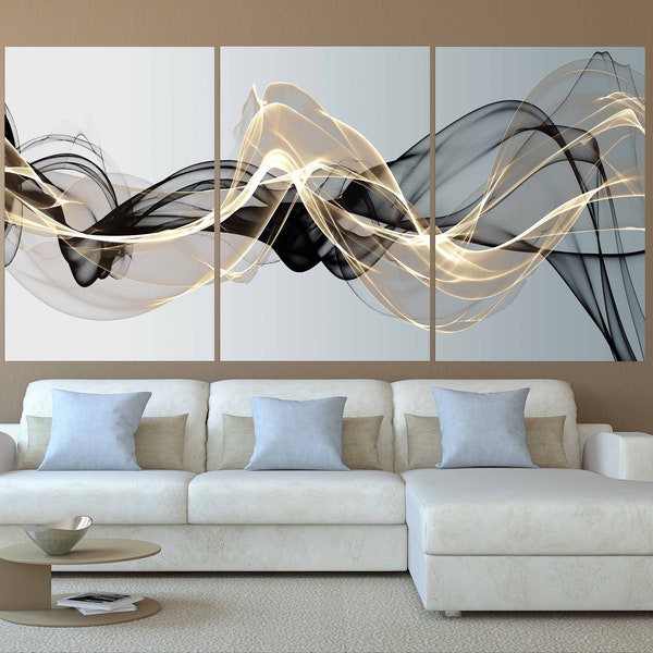 Modern abstract art Black and white art Multi panel canvas room wall decor Abstract wall art Abstract painting Extra large wall art