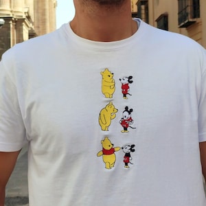 Embroidered Mouse Cartoon Honey Lover Unisex Sweatshirt, Embroidered Bear, Friendship Embroidered, Cartoons fashion, love and care