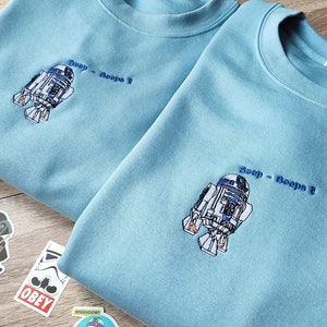 Embroidered Droid Movie character Sweatshirt, Embroidered Hoodie, Embroidered sweatshirt