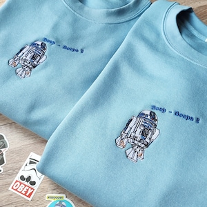 Embroidered Droid Movie character Sweatshirt, Embroidered Hoodie, Embroidered sweatshirt