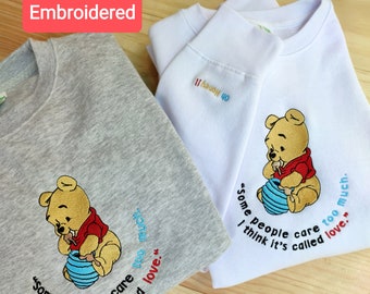 Embroidered Cartoon Bear Sweatshirt, Honey Lover Unisex Fashion