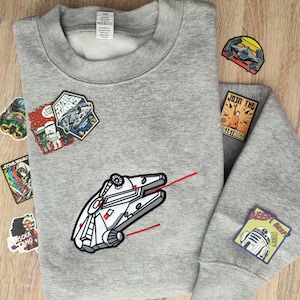 Embroidered Galaxy Spaceship Movie character Sweatshirt, Embroidered Hoodie, Embroidered sweatshirt