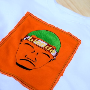 Sudadera unisex con capucha bordada con océano naranja, vintage, única, naranja, rubia, rubia, sudadera de rap con cuello redondo nostálgico