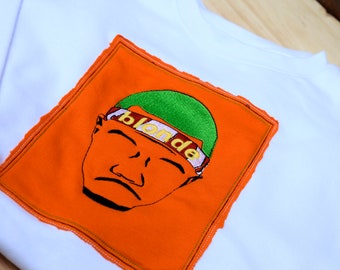 Embroidered Unisex Sweatshirt, Nostalgic Rap Crewneck, Vintage Orange Ocean Hoodie
