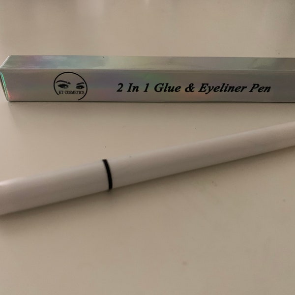 2 in 1 Eyeliner and Eyelash Adhesive Glue Pen | Long Lasting | Clear | Black |