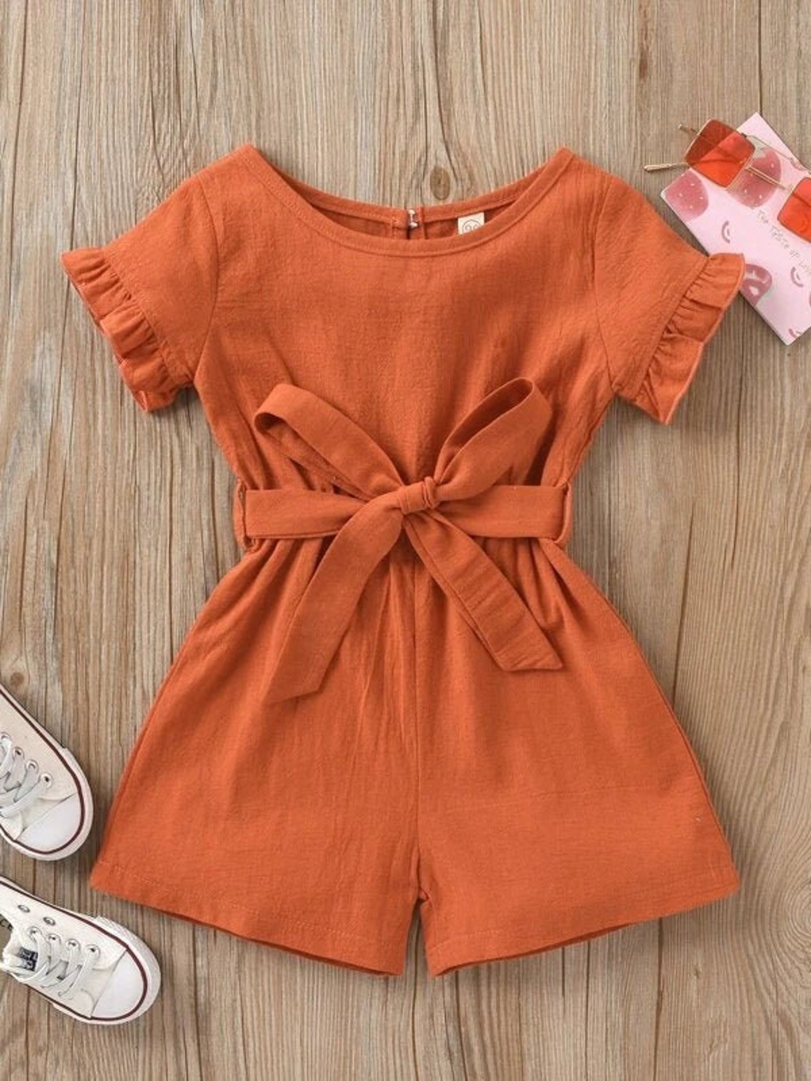 Cute Rompers For Girls Toddler Girls Belted Romper Baby Girl Etsy