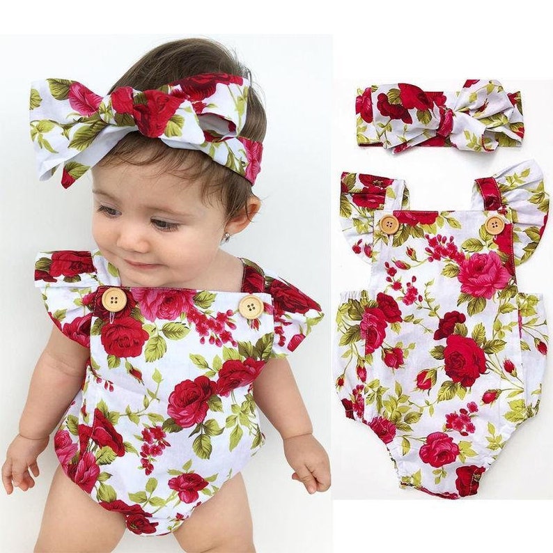 Cute Baby Girls Clothes Flower Romper 