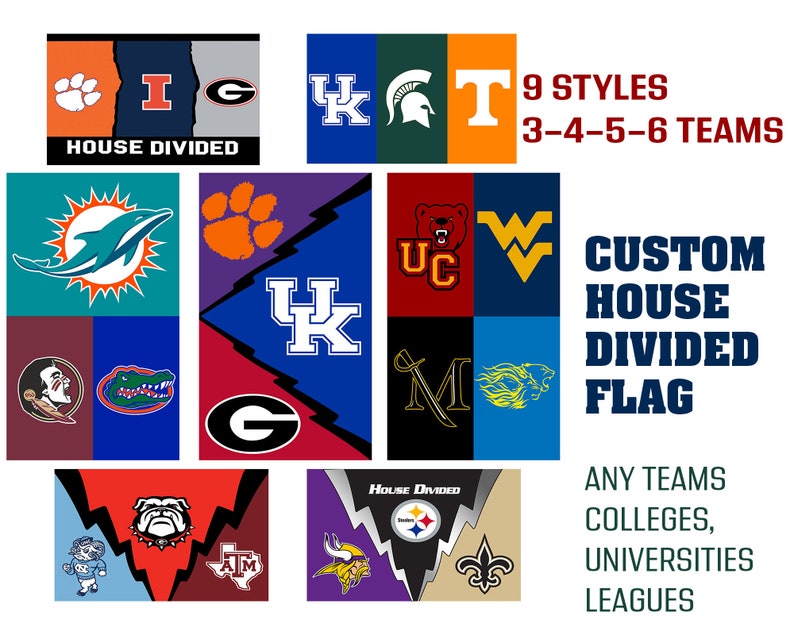 Personalized 4 House Divided Flag Make Your Own Custom House Etsy