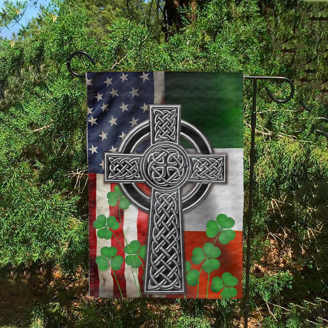 St Patrick's Day Flag Celtic Knot Cross Flag Irish In My Etsy