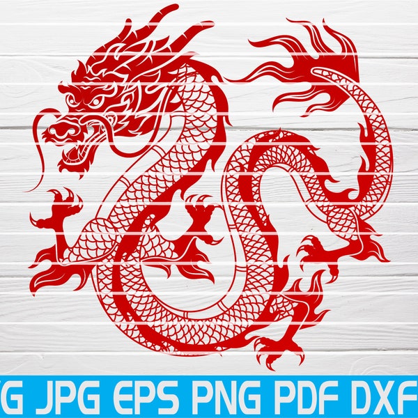 Chinese Dragon Silhouette Svg Dragon Svg Clipart Vector Cut File Silhouette Cricut Dxf Jpg Eps Pdf Png Decal Svg Dragon Tattoo Svg Vinyl