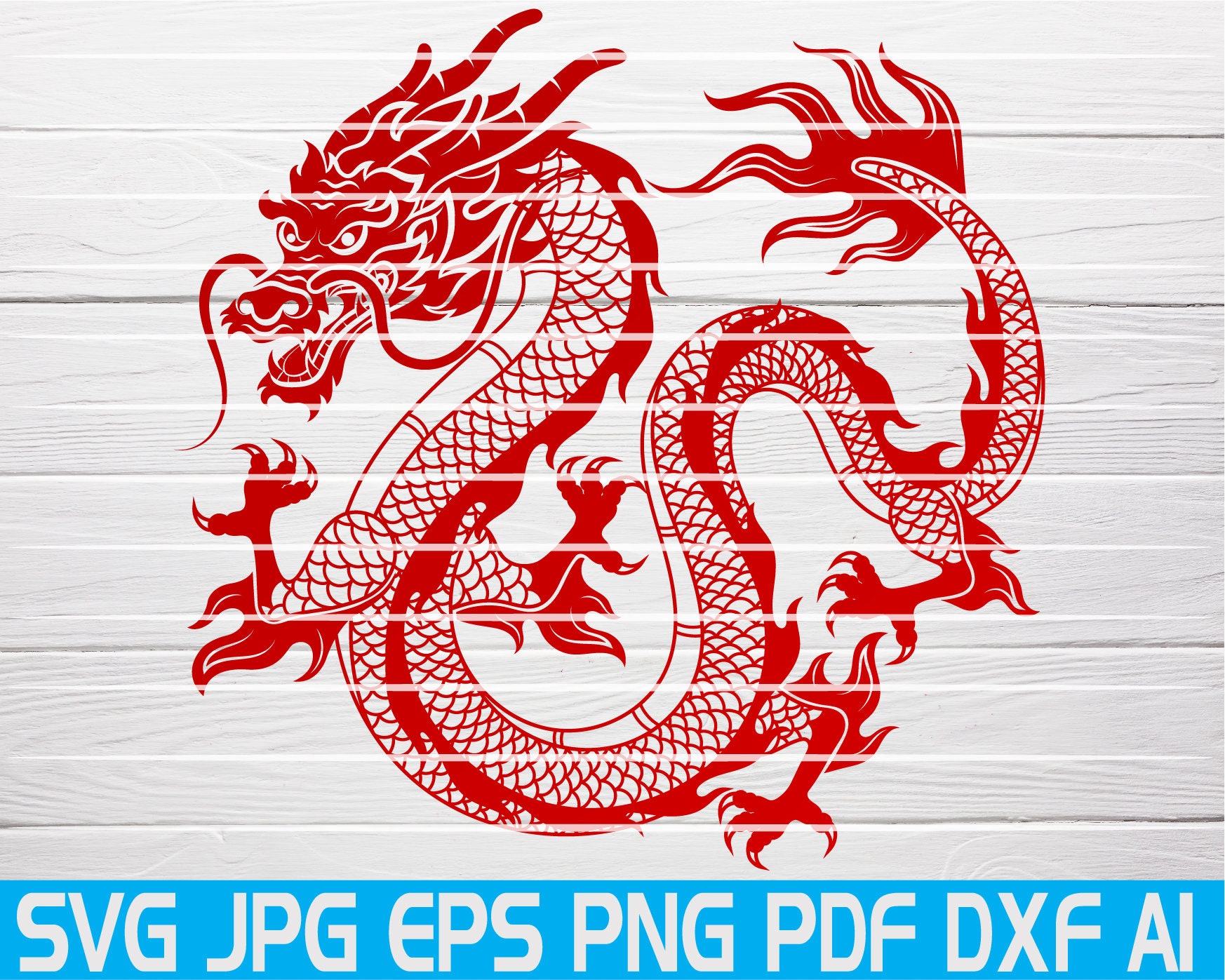 sticker Chinese wood dragon with 4 claws B by sbcreation2025 on