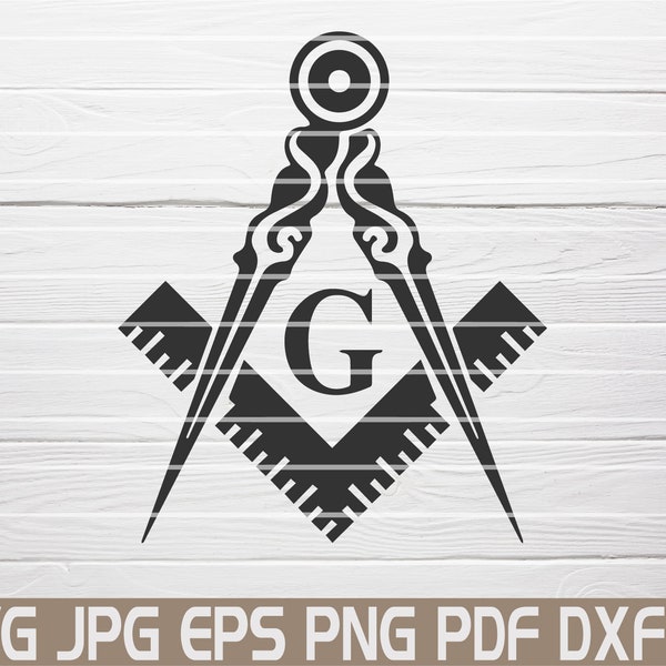 Masonic Square Svg Fancy Square and Compasses Masonic Svg Dxf Pdf Eps Cricut Silhouette Square and Compass Svg Freemason Instant Download