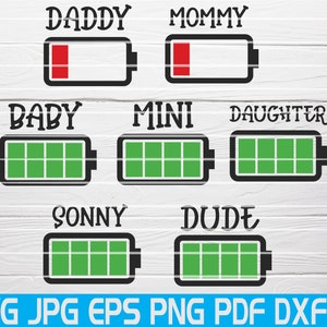 Battery Family Svg Low Battery Svg Battery Svg Matching Family Svg Daddy Svg Mommy Svg Files For Cricut Baby Svg Family Svg Instant Downlaod