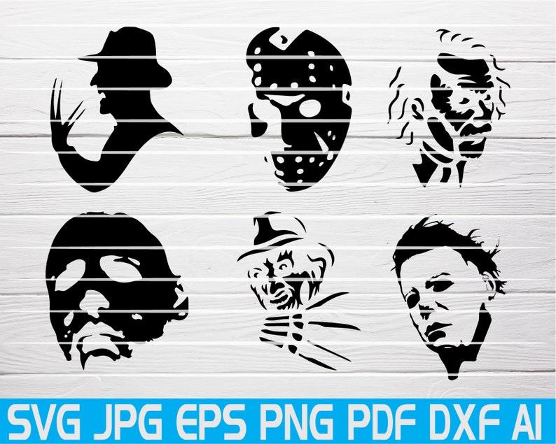 Download 18 Horror Movie Villain Svg Halloween Svg Horror Movie Characters Svg Silhouette Chucky Svg Freedy Krueger Friday 13th Pinhead Hellraiser Collage Visual Arts Safarni Org