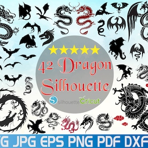 42 Dragon Silhouette Svg Cut Files Dragon Svg Bundle Cricut Silhouette Svg Files For Cricut Dragons Svg Dragon Vector Instant Download
