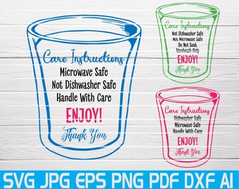 Care Cards Shot Glass Svg Cut Files Care Card Svg Care Instructions Svg Files For Cricut Washing Instructions Svg Instant Download