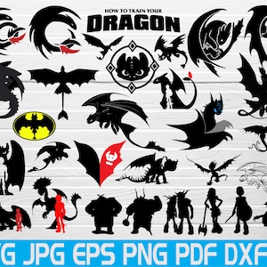 30 How To Train Your Dragon Svg Toothless Svg Dragon Svg Silhouette Clipart Night Fury Svg Hiccup and Toothless Cut Files Cricut Files Svg