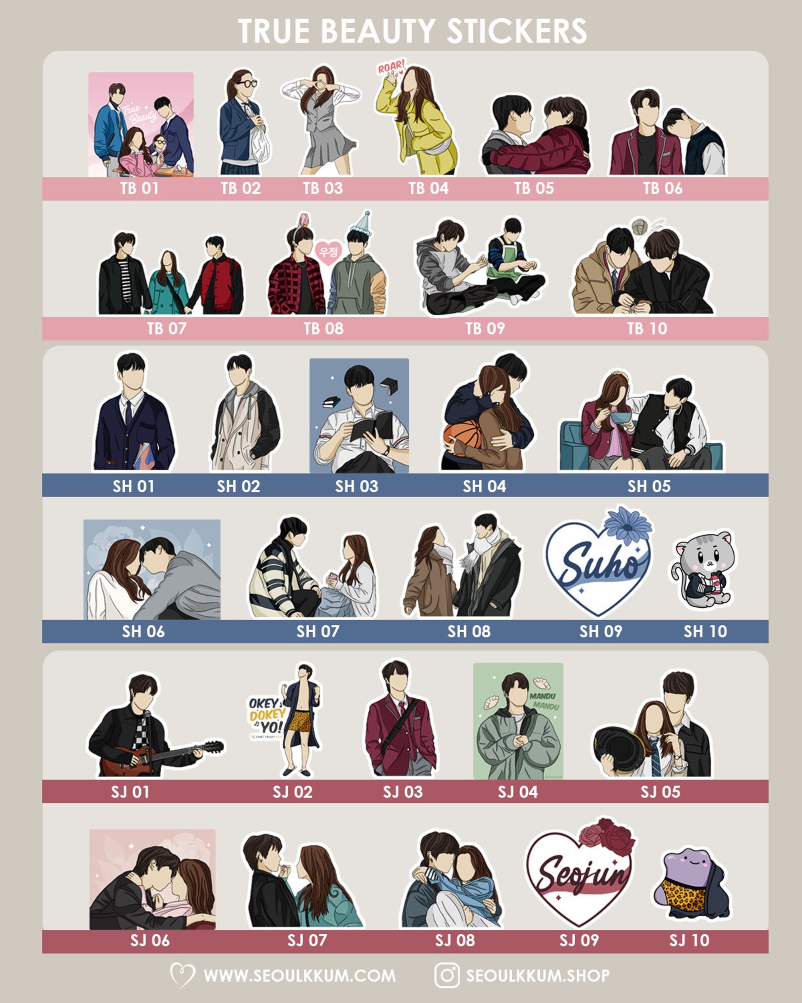 True Beauty Stickers Korean Drama toon Cute Kdrama Etsy