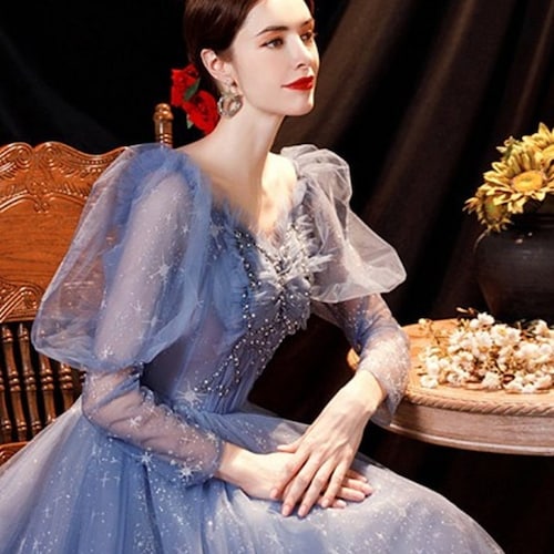 Fantasy Gradient Blue Evening Dress 