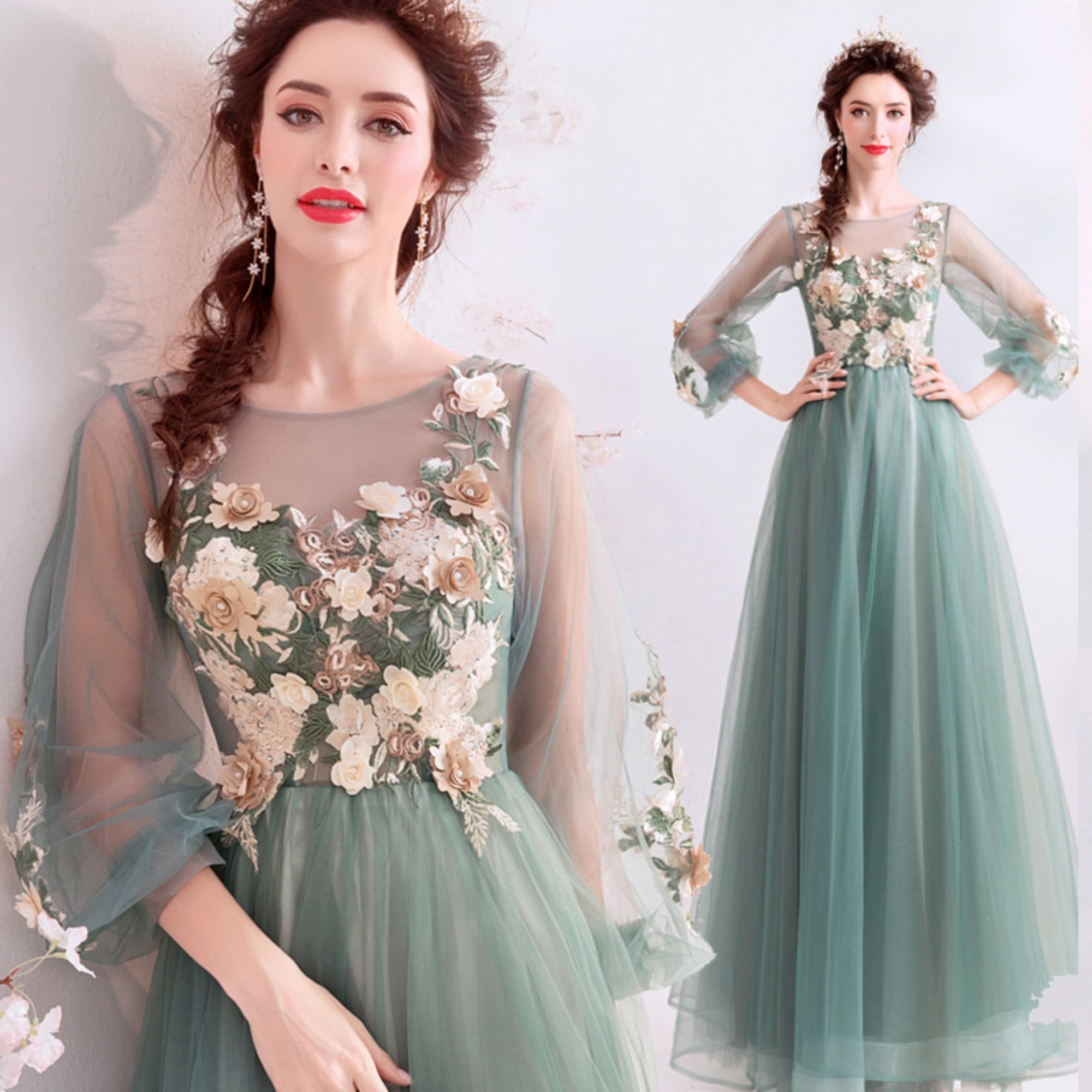 2020 Prom Dress Sage Green Women Formal ...