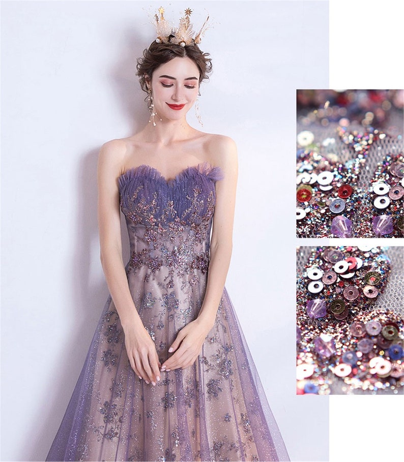 Royal Wedding Dress Purple Bridal Shower Dress Flower Sparkle Etsy