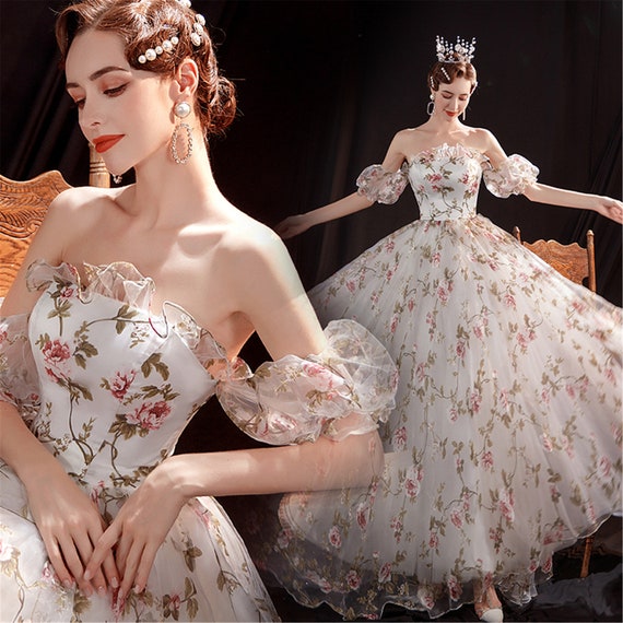 Floral Wedding Dress off the Shoulder 
