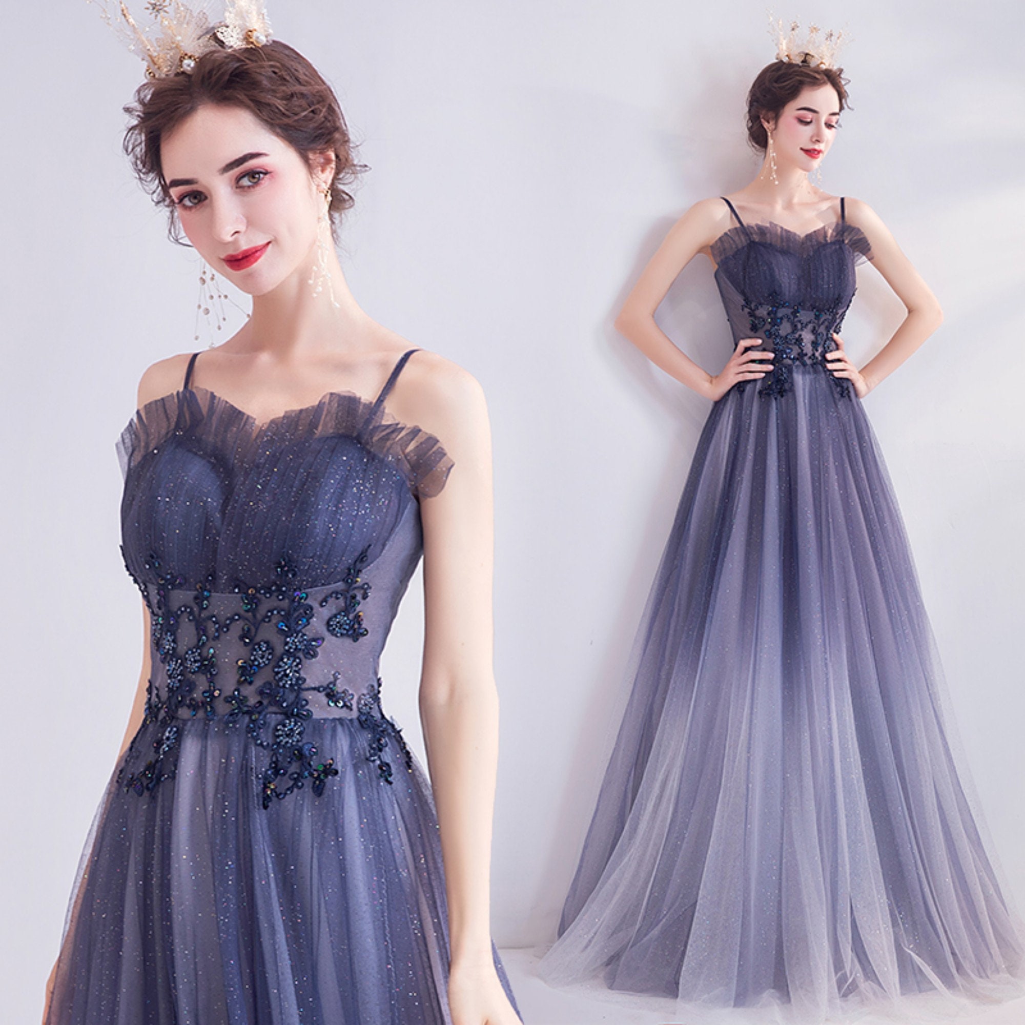 Gradient Blue Homecoming Dress Sparkle Tulle Evening Dress - Etsy