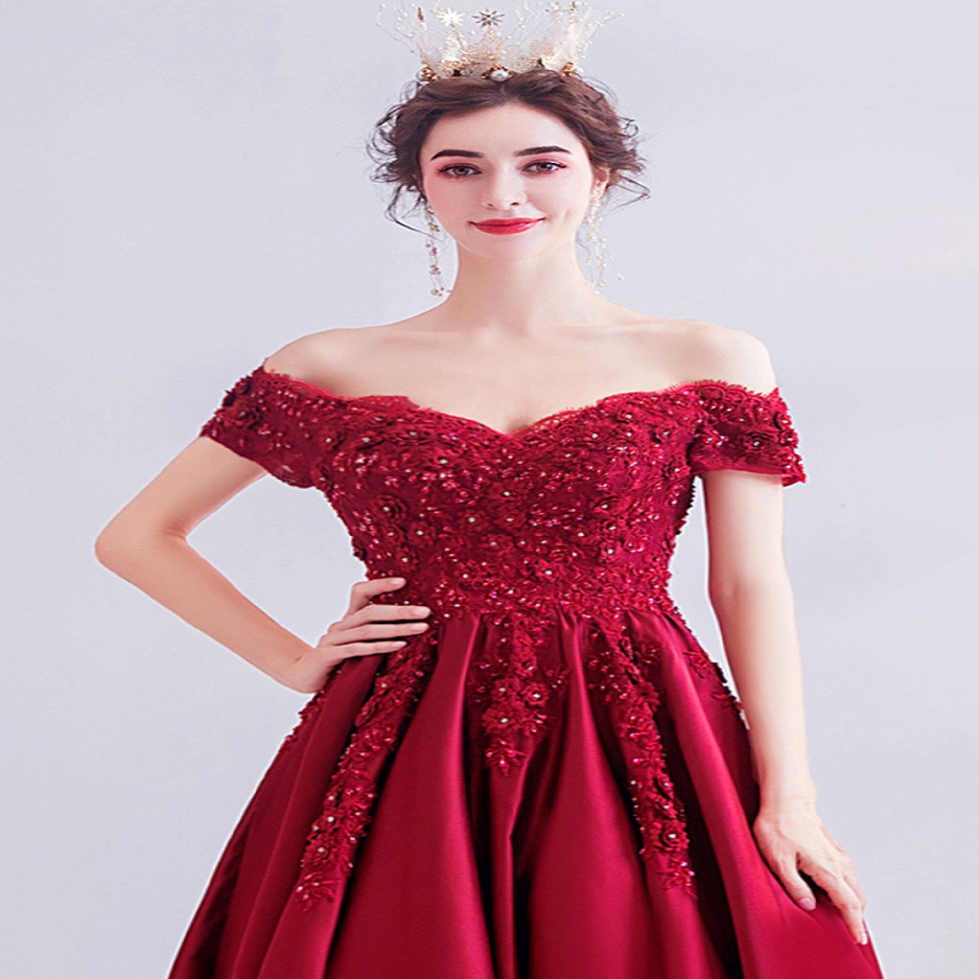 Burgundy Wedding Shower Dress Lace Applique Wedding Dress - Etsy
