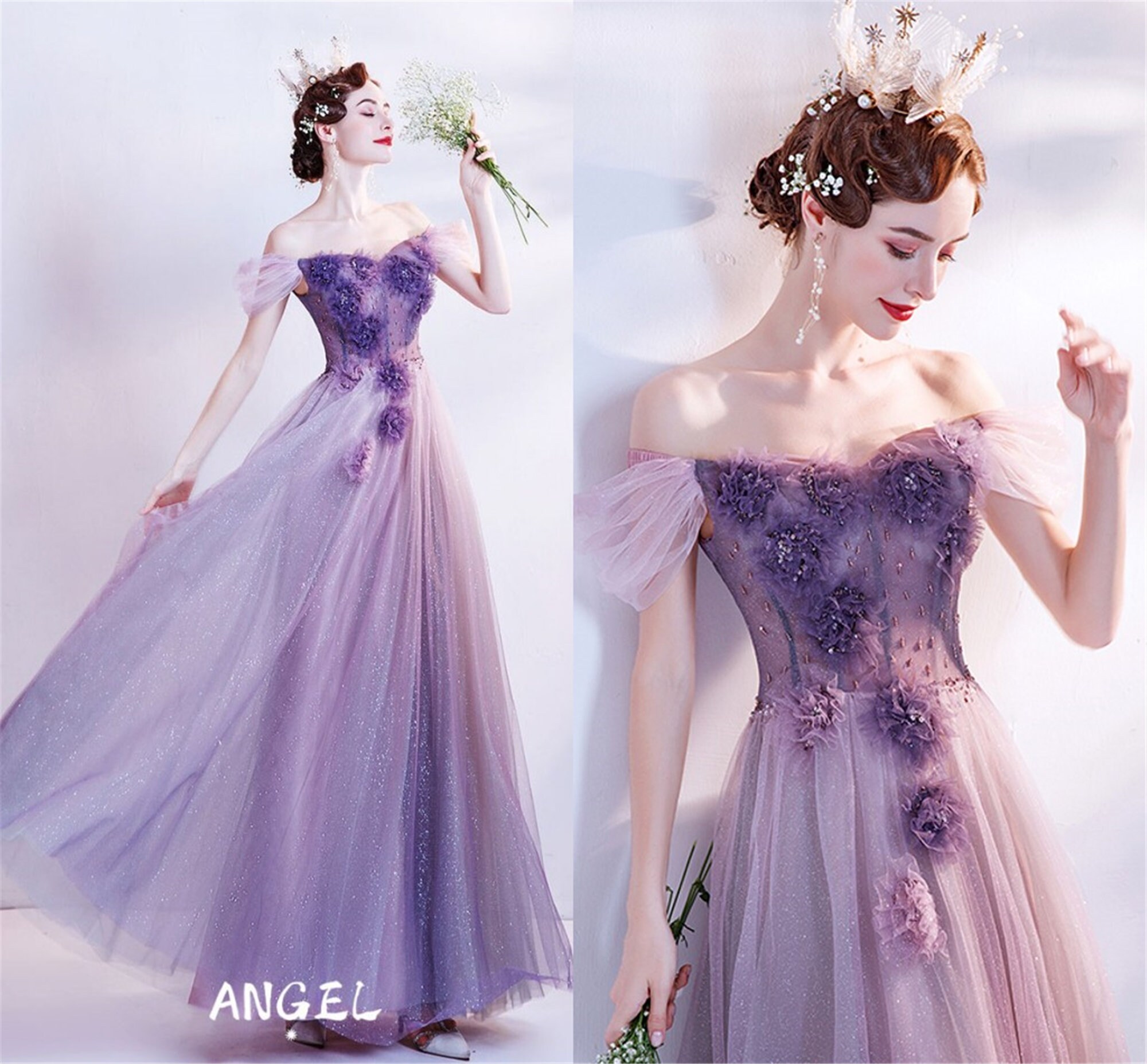 Royal Purple Wedding Party Dress off the Shoulder Maxi Dress - Etsy  Singapore