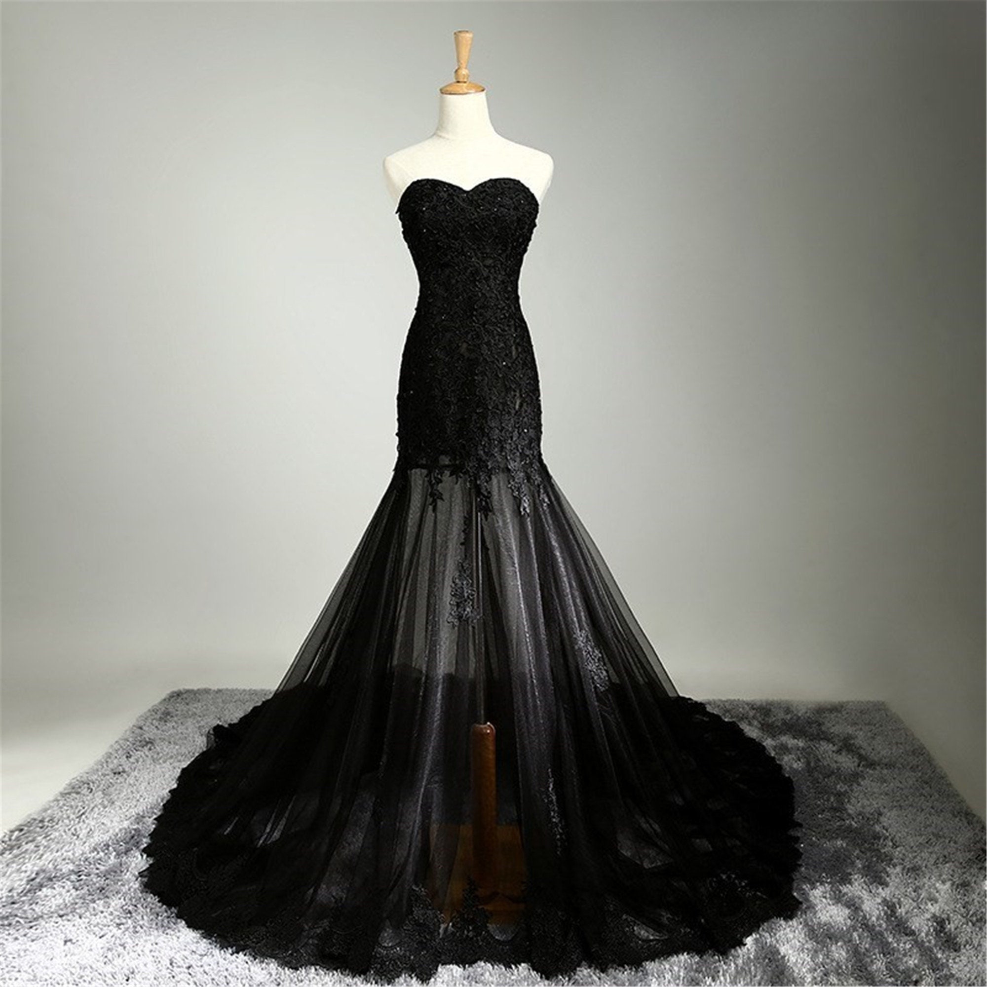 black sheer formal dress