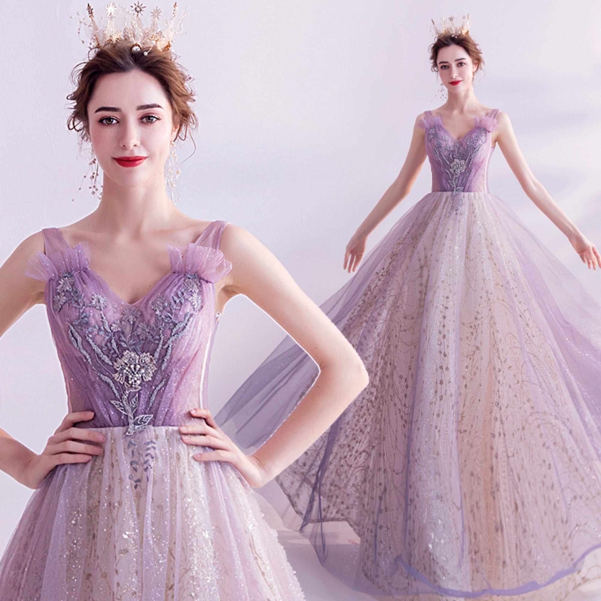 Fantasy Sparkle Tulle Bridal Dress Purple Evening Gown for - Etsy Ireland