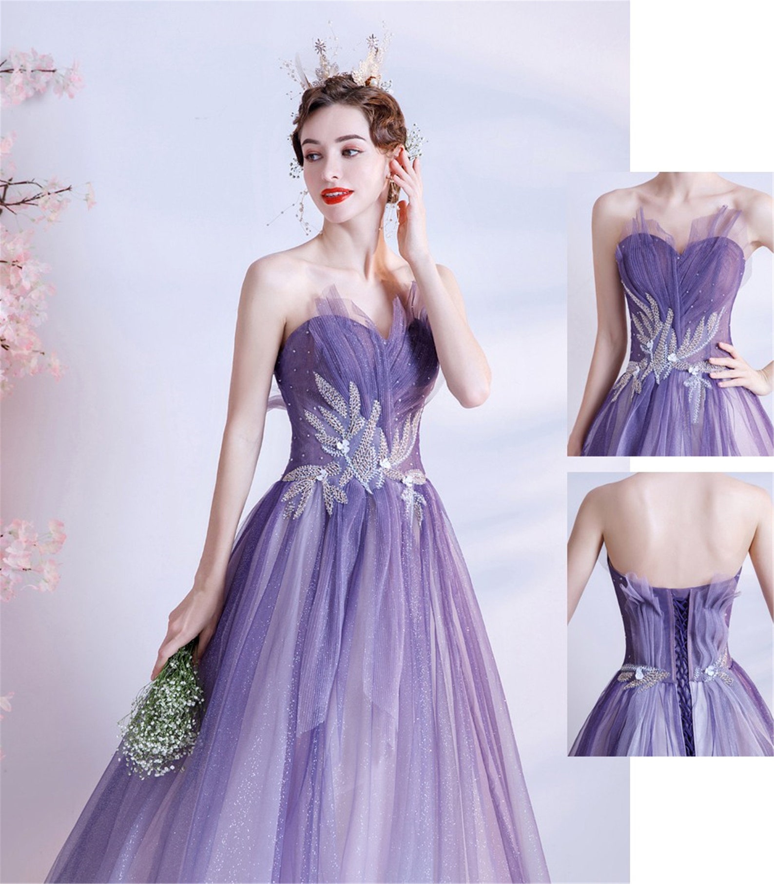 Royal Purple Wedding Party Dress Off Shoulder Maxi Dress | Etsy