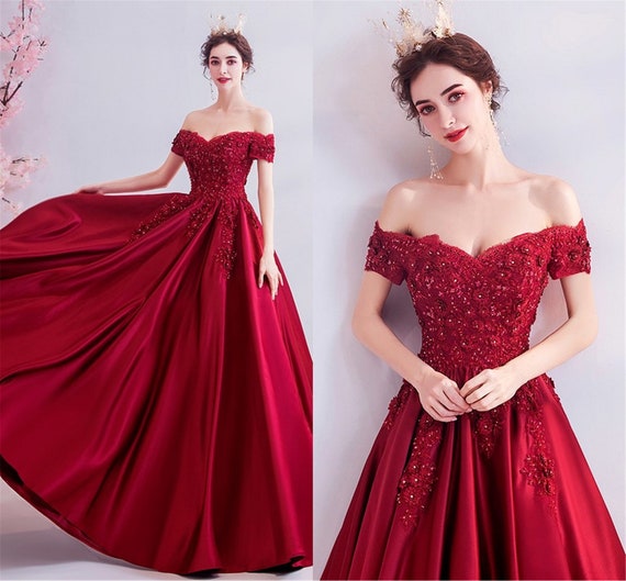 Vestido Rojo Vintage 3 D Flor de novia - Etsy