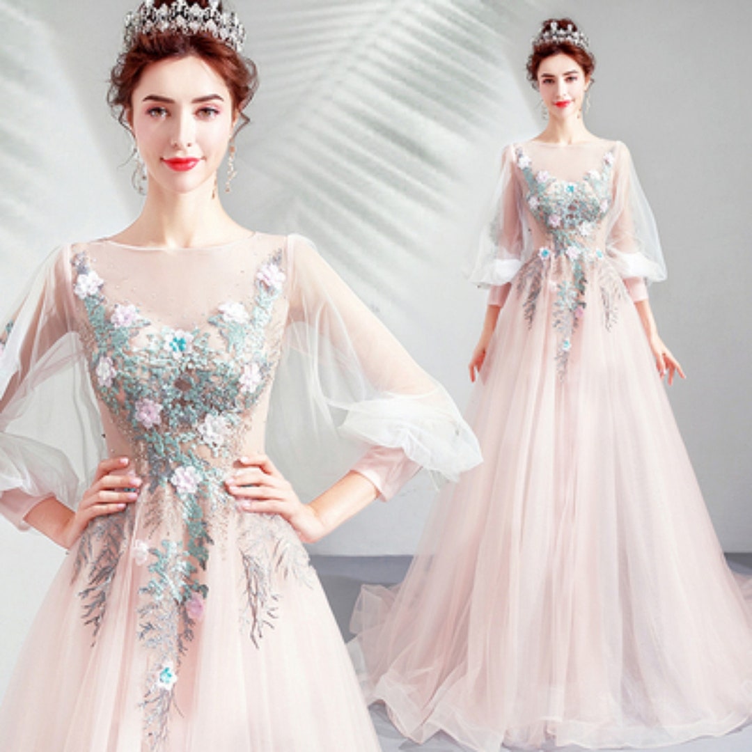 Celestial Floral Wedding Dress Boho Bridal Dressing Gown Long - Etsy