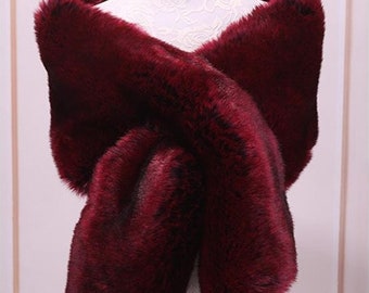 Red Faux Fur Wrap Bridal Fur Stole Fur Cape Wedding Stole - Etsy
