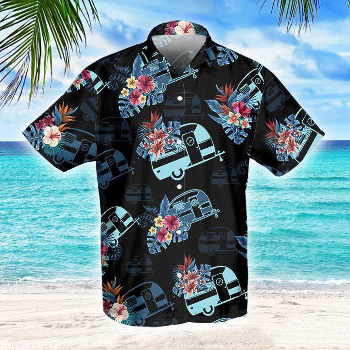 Camping Tropical Hawaiian Shirt Etsy