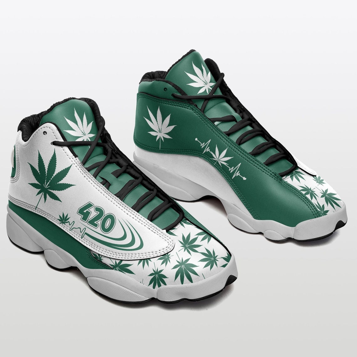 Weed 420 Heartbeat Cannabis Jordan 13 Shoes 05 Etsy